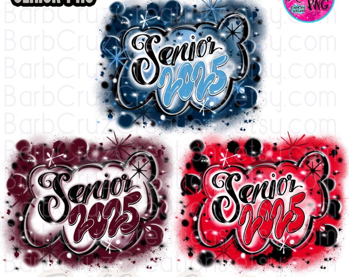 Airbrush png, Senior 2025, High School, Class of 2025, Graduate, Sublimation Design, Digital, Graffiti, 12th grade, bundle, blue, red, retro