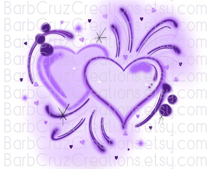 airbrushed purple hearts sublimation transfer / digital download / png / clipart / sublimation png / jpg / airbrush / love / spray paint