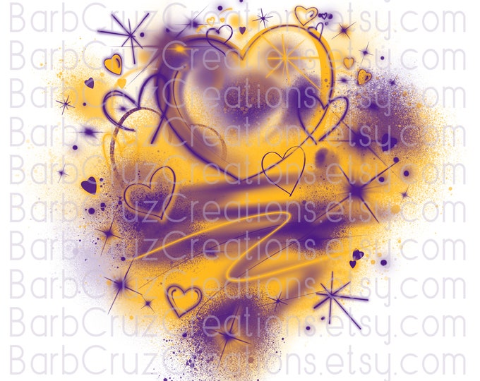 airbrushed purple & yellow hearts sublimation digital image, waterslides, clipart, sublimation png, jpg, love, heart backdrop, background