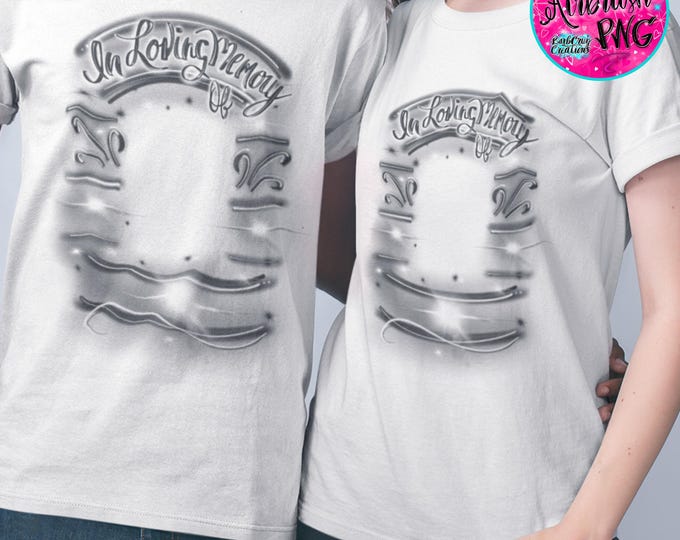 Airbrush png, In loving Memory of, black, In Memory of, Sublimation Designs, Digital, RIP, Airbrush Frame, Custom memorial shirt png