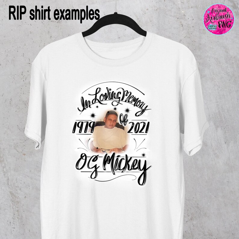 In loving Memory of, Airbrush png, White & Gray, RIP, DTG Designs, Digital Downloads, Custom, Memorial shirt png, Airbrush Template, frame image 9