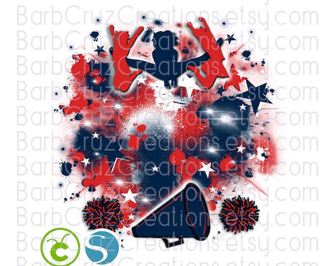 Cheerleader, designs, Cheer, Shirt png, Cheer Team shirt, Sports, Team, Airbrush, Cheer Airbrush, Sublimation Design, navy blue, red