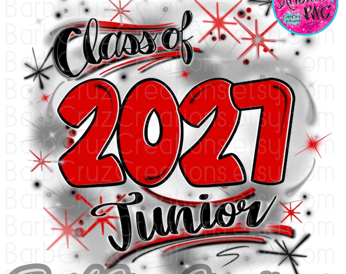 Airbrush png, Junior 2027, High School, Class of 2027, Graduate, Sublimation Design, Digital, Graffiti, 12th grade, red, black, white, retro