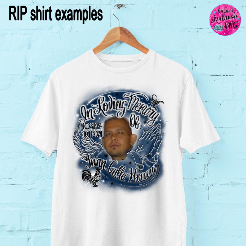 In loving Memory of, Airbrush png, White & Gray, RIP, DTG Designs, Digital Downloads, Custom, Memorial shirt png, Airbrush Template, frame image 8