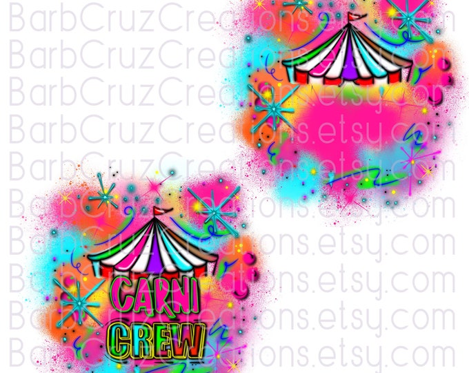 Carni, Circus Crew, Airbrush Digital Download, Printer Ready,  Birthday Crew, Sublimation Design, Digital Download, Pink, Airbrush Digital