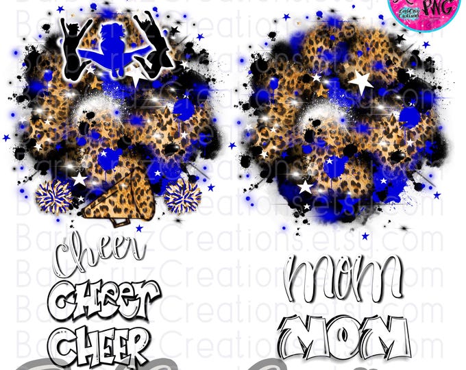 Leopard Print, Cheer, mom, Cheerleader, designs, Cheer Shirt png, Cheer Team shirt, Sports Team Airbrush, Airbrush, Sublimation Design, blue