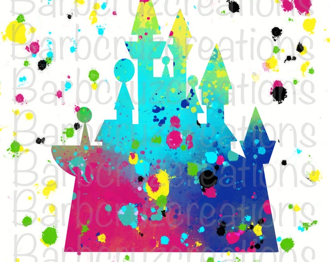 Castle, Splatter Paint, Silhouette, sublimation design, digital image, transparent image, instant download, digital download