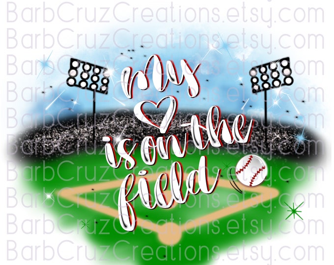 Airbrush png, Ball Field, Baseball, My heart is on the field, softball, pink, park, sublimation designs, png, digital images, Stadium