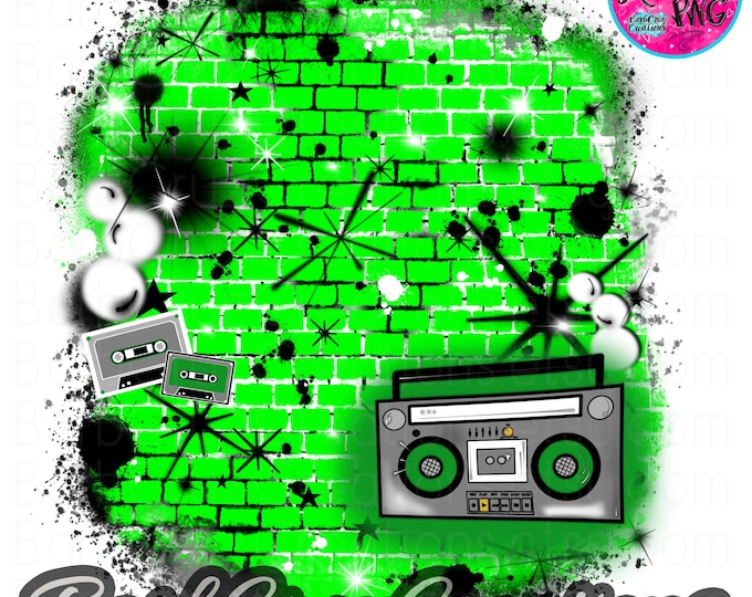 Airbrush png, Hip Hop Dance, 90's, Background, Green Brick Wall, sublimation png, digital download, vintage, 80's girl, 90's baby, backdrop