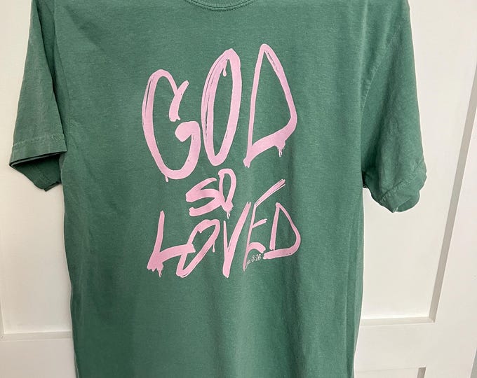 Christian Apparel, Retro Shirts, Easter Comfort Colors T-shirt, God so Loved, John 3:16, Graffiti, Apparel, Vintage Tee, Jesus loves