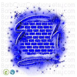Airbrush, Brick Wall, Background, Digital Airbrush, Graffiti Wall, png, jpg, sublimation designs, digital download, png sublimation, blue