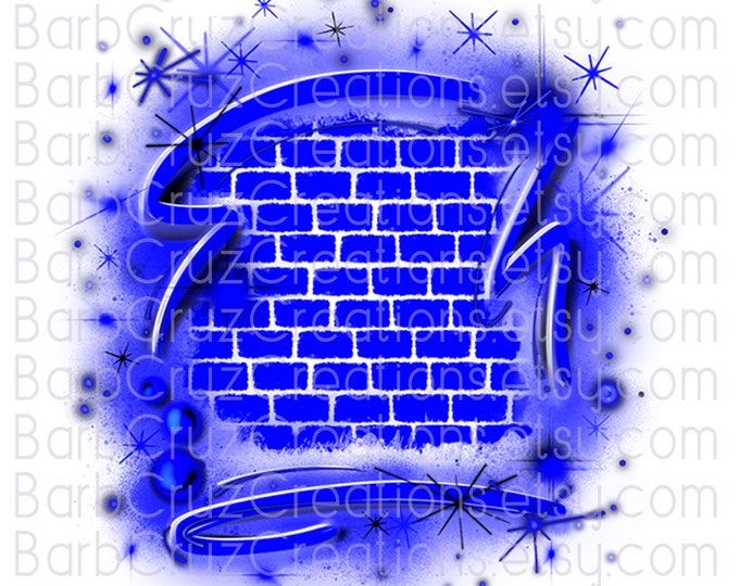 Airbrush, Brick Wall, Background, Digital Airbrush, Graffiti Wall, png, jpg, sublimation designs, digital download, png sublimation, blue