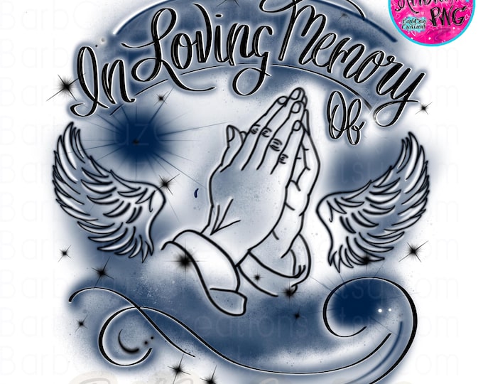 Airbrush png, In loving Memory of, Blue, DTF, DTG Designs, Sublimation, Custom, Memorial shirt png, Airbrush Template, frame, RIP, Popular