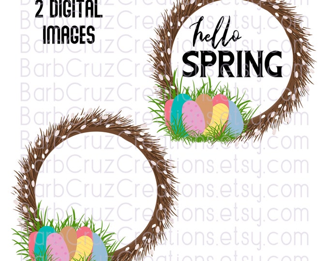 Easter, Willow Wreath, Easter Egg, png, Digital Download, Sublimation Design, Sublimation Transfer, Watercolor Illustration, clip art