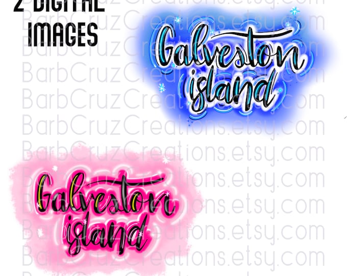 Airbrush Galveston Beach, TX, Airbrush png, Texas Beach, Pink, Digital Download, Sublimation Design, Sublimation for Shirts, Air Brush