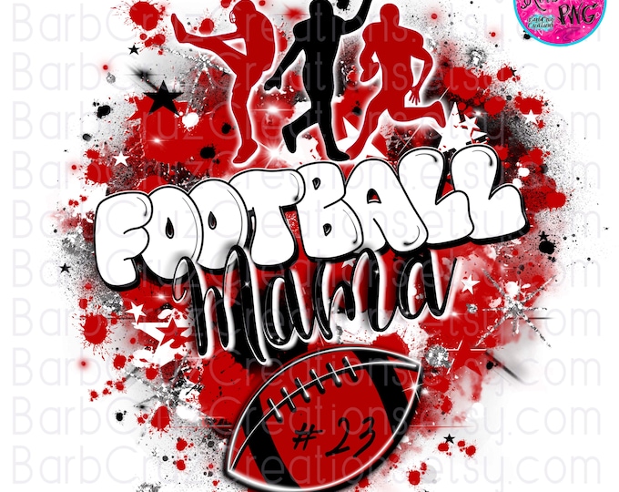 Airbrush png, Football mama, red, black, white, silver, Background, Shirt png, Team Spirit, Sports Team, Sublimation, Star Burst Backdrop