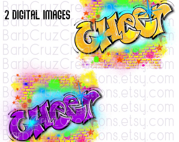 Airbrush png, Cheerleader, Brick Wall, Splatter paint, Graffiti, Purple, Cheer Team shirt, Sports Team Airbrush, Pink, Sublimation Design