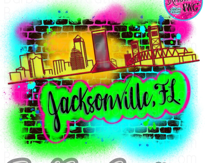 Airbrush png, Jacksonville, FL, City, Silhouette, airbrush, illustration, sublimation, digital download, airbrush design, graffiti design