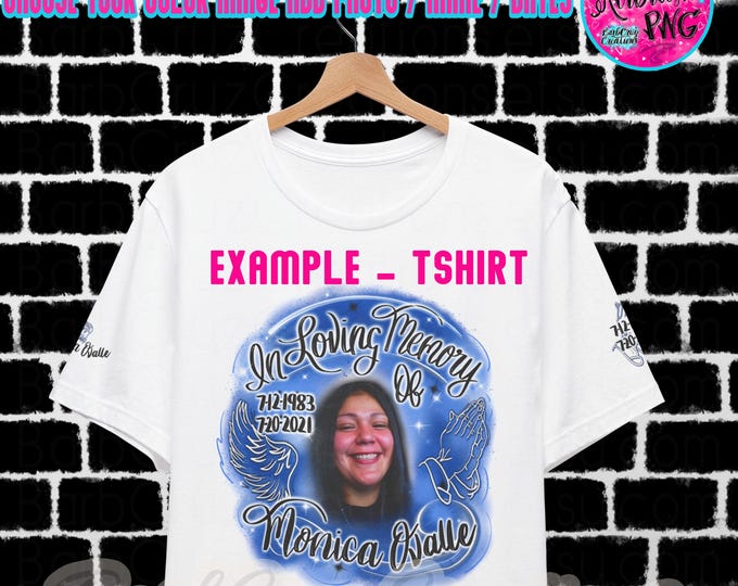 Airbrush T-shirt, RIP, Custom Airbrushed Memorial, In Loving Memory, Forever in our Hearts, Add Photo, Airbrush Apparel, Graffiti, Family