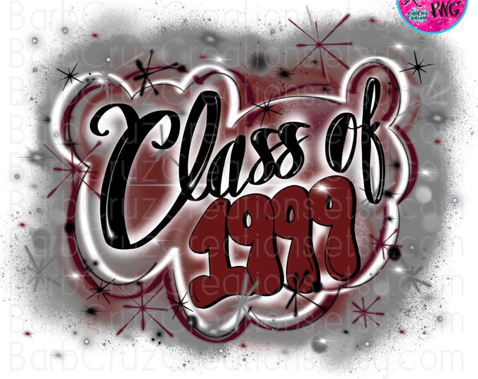 Airbrush png, Class of 1999, Sublimation, Brick Wall, Graffiti png, digital airbrush, Graduate, High School Reunion, redish purple & white