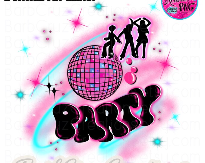 Airbrush png, Disco Ball, Airbrush Pink, Blue, Custom Shirt, Party Shirt, Celebration, Sublimation, Graffiti Designs, Disco, Dance, custom