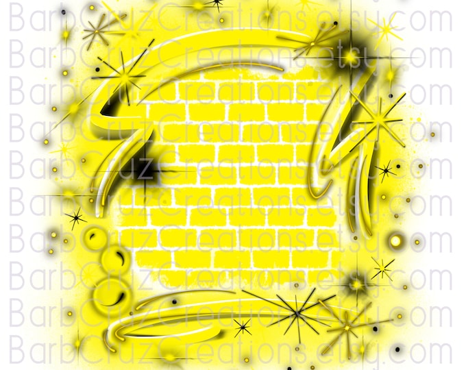 Airbrush Background, Bright Neon Yellow, Brick Wall, Tumbler, Airbrush, Graffiti Wall, png, jpg, sublimation design, digital download