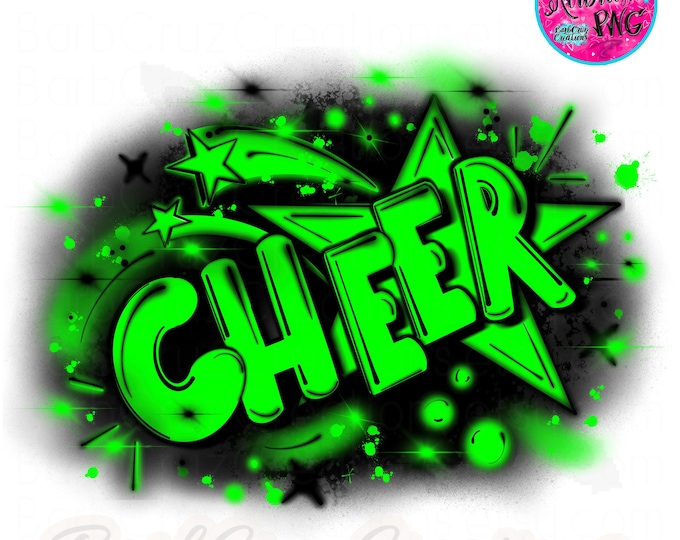 Cheer Team Splatter Paint Design, Green Airbrush (PNG), Digital Download, Cheerleader, Cheer Team shirt, Sports Team, Sublimation Design