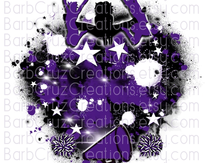 Cheerleader, designs, Cheer Shirt png, Cheer Team shirt, Sports Team Airbrush, Airbrush, Cheer Airbrush, Sublimation Design, deep purple