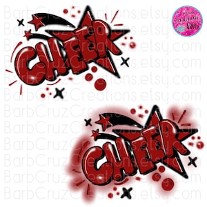 Cheerleader, Splatter paint designs, Red Cheer Team shirt, Sports Team Airbrush, Red Airbrush, Cheer Airbrush, Sublimation Design, png