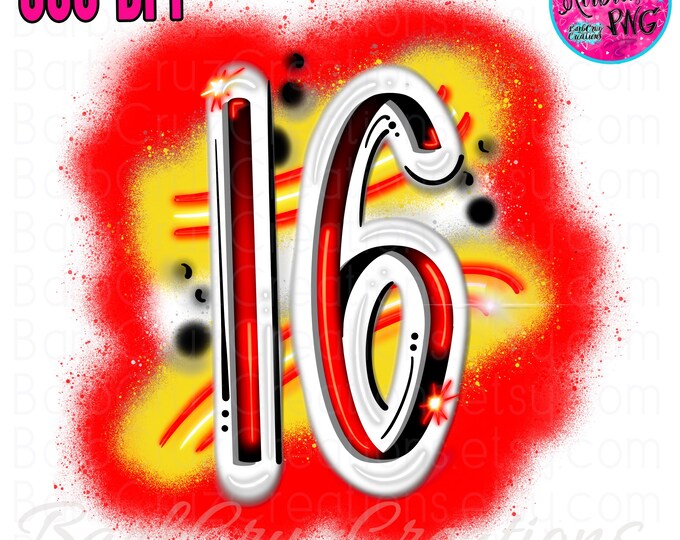 airbrush png, sixteen, 16, graffiti, clipart, birthday png, sweet 16, sweet 16, Y2K, sublimation designs, digital downloads, 90s baby