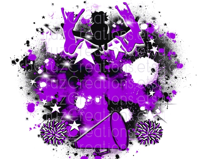 Cheerleader, designs, Cheer Shirt png, Cheer Team shirt, Sports Team Airbrush, Airbrush, Cheer Airbrush, Sublimation Design, purple, black