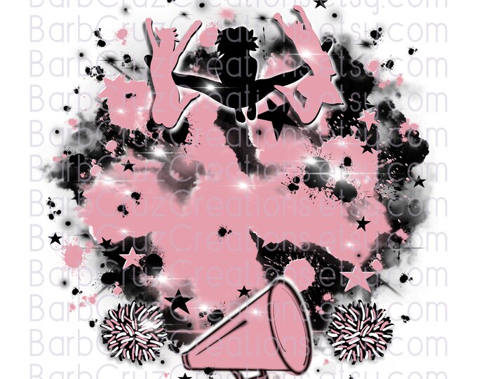 Cheerleader, Cheer Shirt png, Cheer Team shirt, Sports Team Airbrush, Airbrush png, Cheer Airbrush, Sublimation, rose gold black, Star Burst