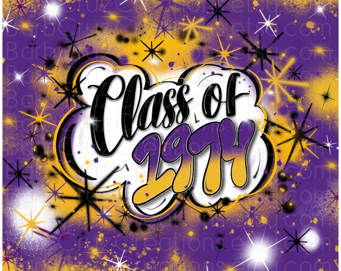 Class of 1974 Airbrush png / Tumbler / Digital Paper / Sublimation Designs / Digital Download / Graffiti / Reunion  / purple / gold / shirt