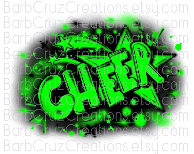Cheerleader, Splatter paint designs, Green, Cheer Team shirt, Sports Team Airbrush, Cheer Airbrush, Sublimation Design, png