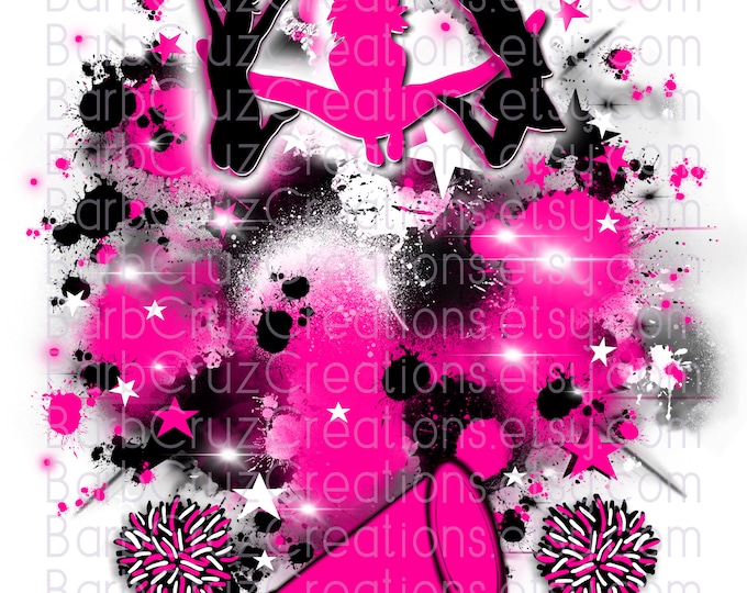 Cheerleader, designs, Cheer Shirt png, Cheer Team shirt, Sports Team Airbrush, Airbrush png, Cheer Airbrush, Sublimation, pink, black