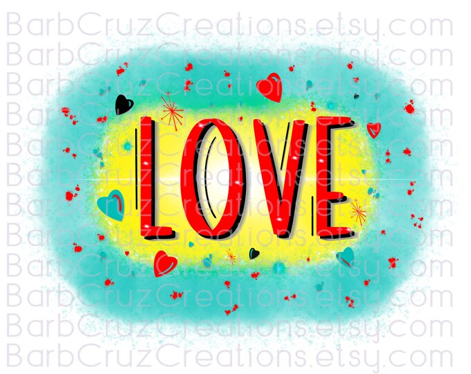 Love, Airbrush Love Image, Heat Transfer png, Shirt png, Sublimation Design, Digital Download, clipart, Airbrush blue Love Design