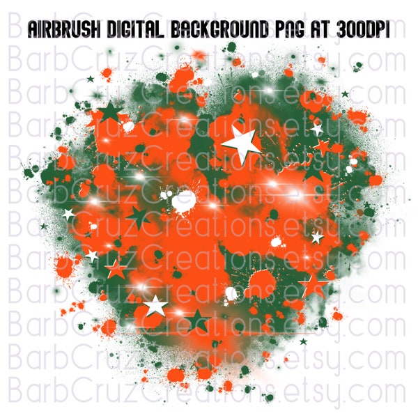 Airbrush, star burst background, Digital Airbrush, sublimation png designs, shirt transfer, black, sports backdrop, stars, orange, green