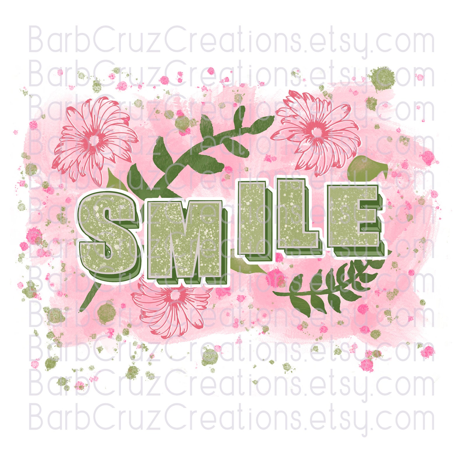 Smile Flowers Inspirational Quotes Watercolor Blush Pink Etsy