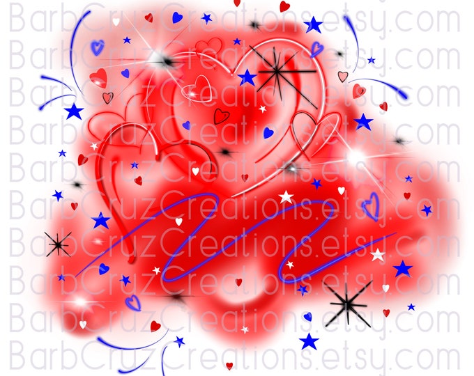 Airbrush Red hearts 1776, Red, Blue, 4th of July digital png image, Independence Day, sublimation designs, digital, Fourth, Freedom, USA
