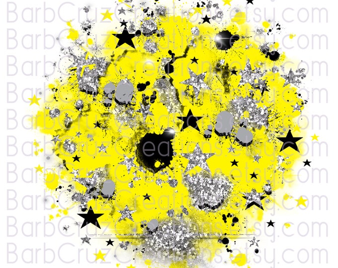 Airbrush, Star Burst, Digital Airbrush, png, sublimation designs, shirt transfer, sports, silver glitter yellow event tshirt png