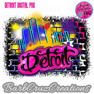 Airbrush png, Detroit, City, Silhouette, airbrush, illustration, png, sublimation design, digital download, airbrush design, graffiti design
