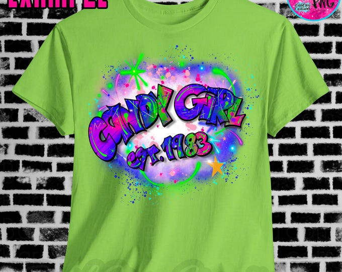 Candy Girl 1983 Airbrush Graffiti, 90s Retro Design (PNG Digital Download) airbrush png, boom box, graffiti, sublimation transfer, hip hop