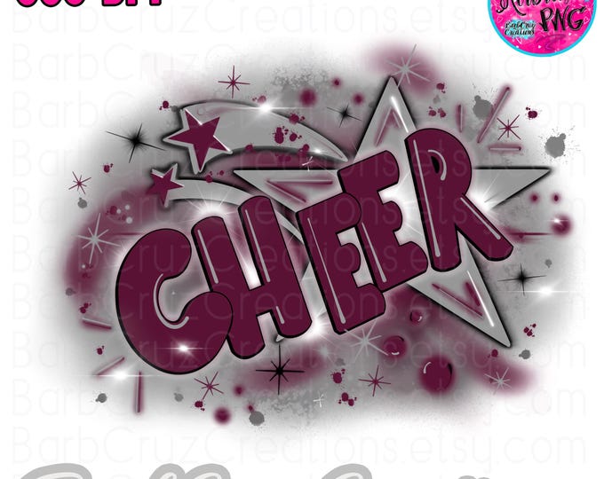 Cheer, Cheerleader, Digital Downloads, Cheer Team shirt, Sports Team Airbrush, Cheer Airbrush PNG, Sublimation Design, png, deep red