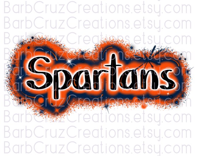 Spartans dark blue, orange, team spirit, airbrush, clipart, airbrush png, sublimation designs, digital downloads, shirt transfer png