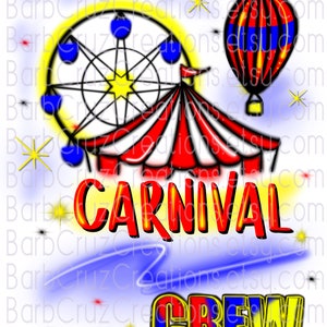 Airbrush Carnival Crew, Family Carnival Shirt Image, Sublimation Designs, Digital Downloads, clipart, png, Printable Heat Transfer