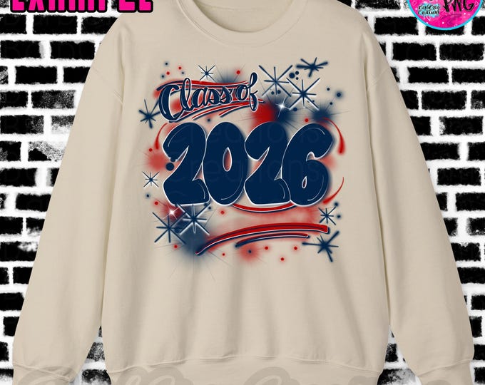 Airbrush png, Class of 2026 Navy Blue & Red Background, Spray Paint Sublimation, DTF, PNG, High School, College, Reunion, Senior, Graduation