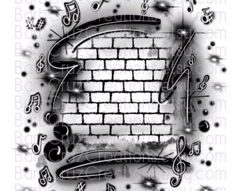 Airbrush Background png Black Music Notes, Airbrush png, Graffiti Wall, Airbrush Templete, sublimation, png sublimation, black, air brush
