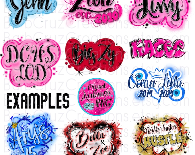 Airbrush Custom Name Order, Personalized Names, Custom Name Airbrush 90s Hip Hop Old School Personalized Graffiti, lettering, made to order