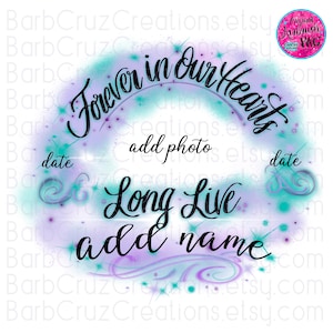 Airbrush png, RIP, In loving Memory of, Suicide Awareness, Purple, DTF, DTG, Forever in Our Hearts, Memorial shirt, Airbrush Template, frame