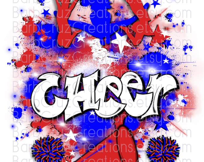 Cheerleader, designs, Cheer Shirt png, Cheer Team shirt, Sports Team, Airbrush, Cheer Airbrush, Sublimation Design, red, blue, white